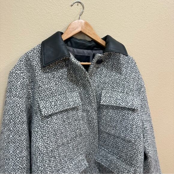 NWT Madewell Gray Herringbone Alpaca Wool Italian Fabric Coat Jacket Medium - Picture 13 of 16